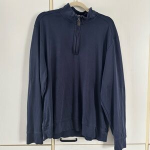 Tommy Bahama Pima Cotton Navy 1/4 Zip Pullover Sweater Minimalist Men Large